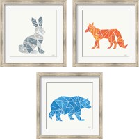 Framed 'Geometric Animal 3 Piece Framed Art Print Set' border=