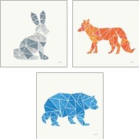 Framed 'Geometric Animal 3 Piece Art Print Set' border=