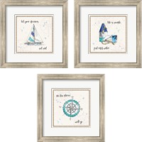 Framed 'Coastal Buoys 3 Piece Framed Art Print Set' border=