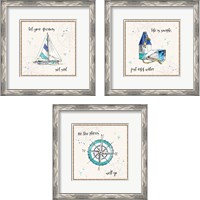 Framed 'Coastal Buoys 3 Piece Framed Art Print Set' border=