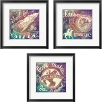 Framed 'Universe Galaxy 3 Piece Framed Art Print Set' border=