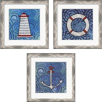 Framed 'Whimsy Coastal 3 Piece Framed Art Print Set' border=