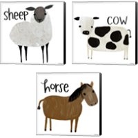 Framed 'Farm Animal 3 Piece Canvas Print Set' border=