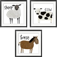 Framed Farm Animal 3 Piece Framed Art Print Set