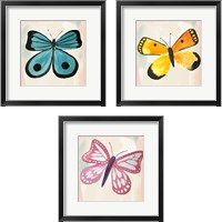 Framed 'Butterfly  3 Piece Framed Art Print Set' border=