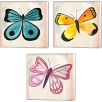 Framed 'Butterfly  3 Piece Canvas Print Set' border=