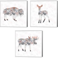 Framed Floral Animal Forest 3 Piece Canvas Print Set