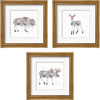 Framed 'Floral Animal Forest 3 Piece Framed Art Print Set' border=