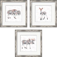 Framed 'Floral Animal Forest 3 Piece Framed Art Print Set' border=
