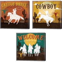 Framed 'Cattle Drive 3 Piece Canvas Print Set' border=