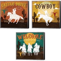 Framed 'Cattle Drive 3 Piece Canvas Print Set' border=