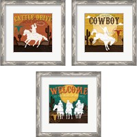 Framed 'Cattle Drive 3 Piece Framed Art Print Set' border=