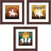 Framed 'Cattle Drive 3 Piece Framed Art Print Set' border=