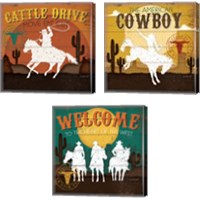 Framed Cattle Drive 3 Piece Canvas Print Set