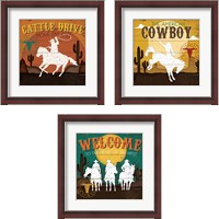 Framed 'Cattle Drive 3 Piece Framed Art Print Set' border=