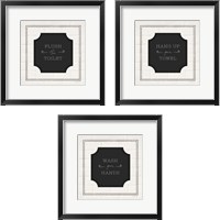 Framed 'Bathroom Rules 3 Piece Framed Art Print Set' border=