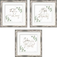 Framed 'Green Motivational 3 Piece Framed Art Print Set' border=