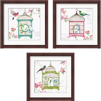 Framed 'Dogwood Garden  3 Piece Framed Art Print Set' border=