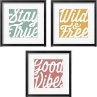 Framed 'Positivity 3 Piece Framed Art Print Set' border=