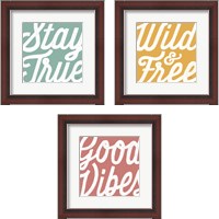 Framed 'Positivity 3 Piece Framed Art Print Set' border=