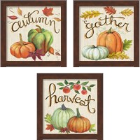 Framed 'Autumn Harvest Linen 3 Piece Framed Art Print Set' border=