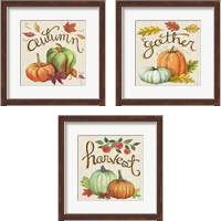 Framed 'Autumn Harvest Linen 3 Piece Framed Art Print Set' border=