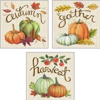 Framed Autumn Harvest Linen 3 Piece Art Print Set