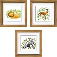 Framed 'Safari Cuties  3 Piece Framed Art Print Set' border=