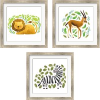 Framed 'Safari Cuties  3 Piece Framed Art Print Set' border=