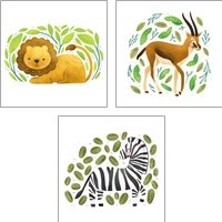 Framed 'Safari Cuties  3 Piece Art Print Set' border=