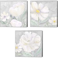 Framed 'Peaceful Repose Floral on Gray  3 Piece Canvas Print Set' border=