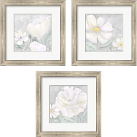 Framed Peaceful Repose Floral on Gray  3 Piece Framed Art Print Set