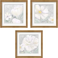 Framed 'Peaceful Repose Floral on Gray  3 Piece Framed Art Print Set' border=