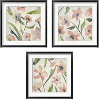 Framed 'Blush Pink Blooms 3 Piece Framed Art Print Set' border=