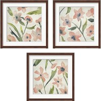 Framed Blush Pink Blooms 3 Piece Framed Art Print Set