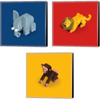 Framed 'Kids Animal 3 Piece Canvas Print Set' border=