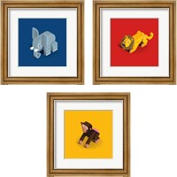 Framed 'Kids Animal 3 Piece Framed Art Print Set' border=