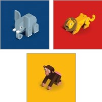 Framed 'Kids Animal 3 Piece Art Print Set' border=