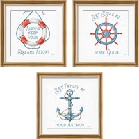 Framed 'Nautical Life 3 Piece Framed Art Print Set' border=