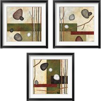 Framed 'Sticks and Stones 3 Piece Framed Art Print Set' border=