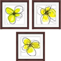 Framed 'Yellow Petals One 3 Piece Framed Art Print Set' border=