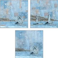 Framed 'Sailboat 3 Piece Art Print Set' border=