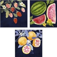 Framed 'Fresh Fruit 3 Piece Art Print Set' border=