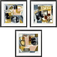 Framed 'Modern Geo Abstract 3 Piece Framed Art Print Set' border=