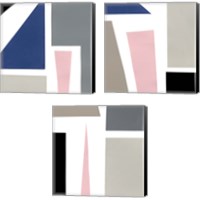 Framed 'Color Blocks 3 Piece Canvas Print Set' border=