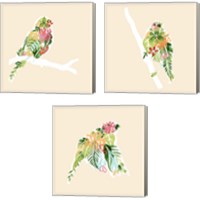 Framed 'Foliage & Feathers 3 Piece Canvas Print Set' border=