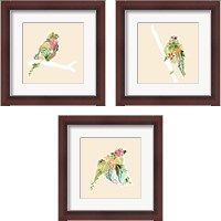 Framed 'Foliage & Feathers 3 Piece Framed Art Print Set' border=