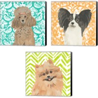 Framed Parlor Pooches 3 Piece Canvas Print Set