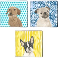 Framed 'Parlor Pooches 3 Piece Canvas Print Set' border=