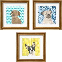 Framed 'Parlor Pooches 3 Piece Framed Art Print Set' border=